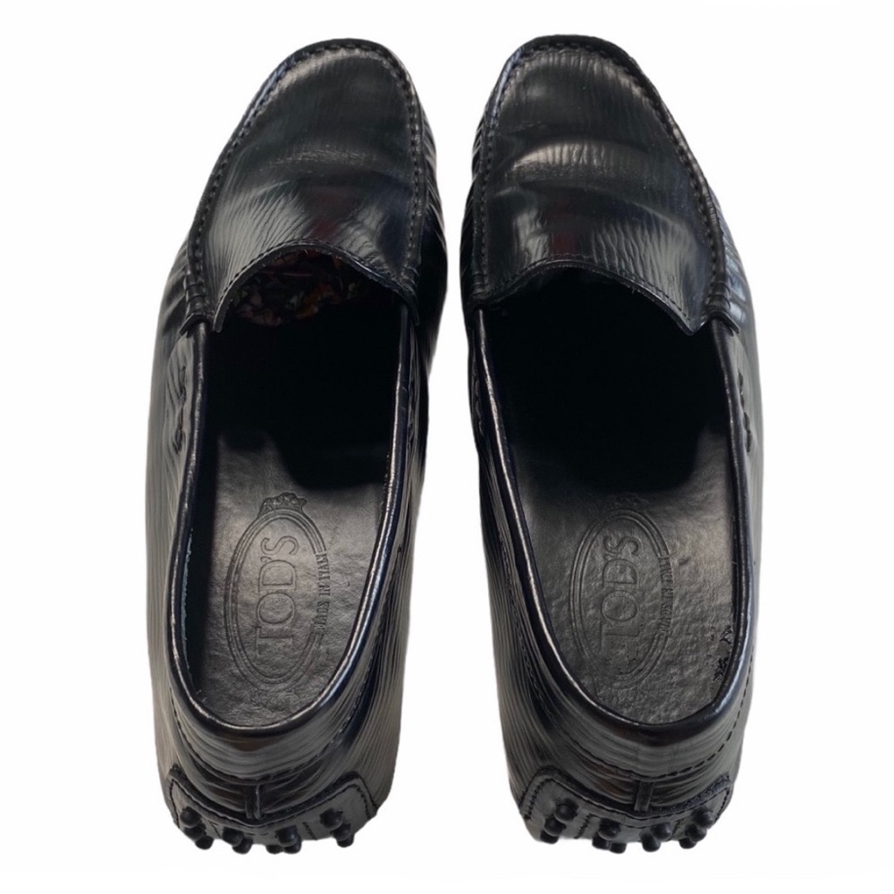 Tod's ✦ Gommino Driving Shoes Slip On Loafer ✦ Black Textured Leather ✦ UK9 US10 - Picture 3 of 16